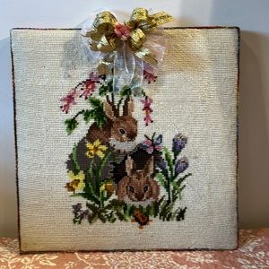 Floral Bunny Needlepoint Canvas